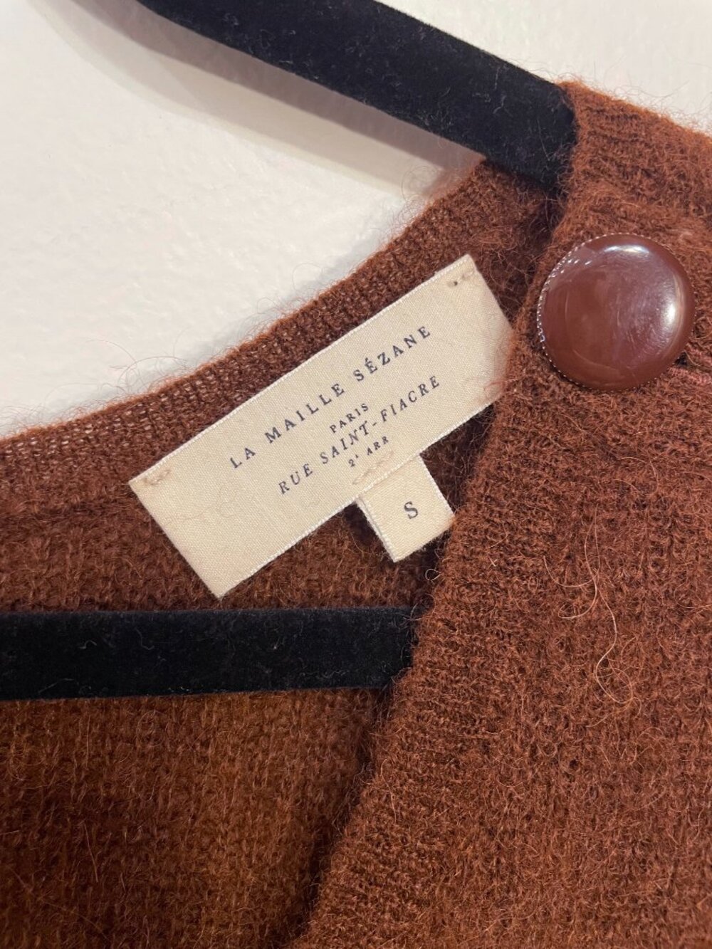 Last Call! EUC Sezane Nelson Mohair Alpaca V-Neck Sweater Rust Brown Small - Picture 5 of 7